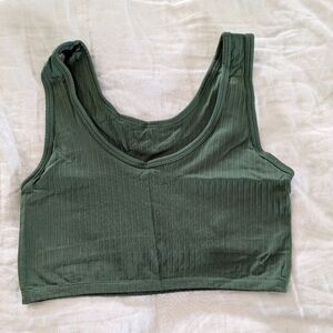 Aerie Forest Green Ribbed Bralette S